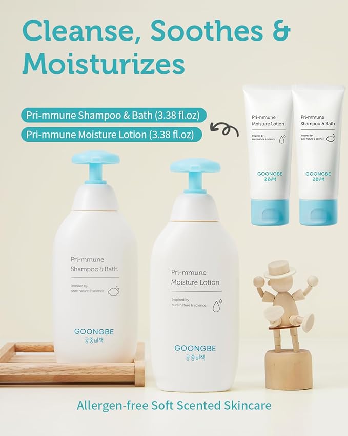 Baby Skincare Duo Set - Korean Baby Skincare & Bath Time Essentials - Shampoo & Bath, Moisutre Lotion - Travel Sized Hydrating & Nourishing Baby Wash and Moisturizer, 2 Items