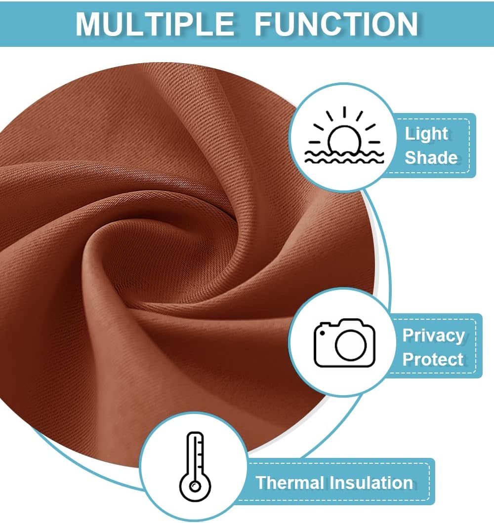 RYB HOME RV Curtains for Camper Windows - Soft Thermal Insulated Small Window Curtain Tiers for Cafe Kitchen Bedroom Basement Glass Door Window, W 42 x L 30 inches, Burnt Orange, 2 Panels