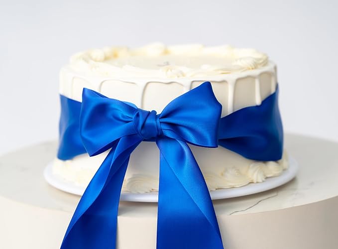 Royal Blue Satin Ribbon 2.5 Inch Double-Faced Ribbons 25 Yards for Gift Wrapping Flower Bouquet Wedding Paper Bows Invitations Crafts