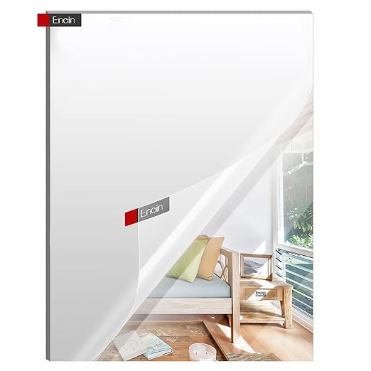 Enoin 1Pack 8 x 12 Inch Silver Mirror Acrylic/Plexiglass Sheet 0.118'' 1/8'' Thick, Non Glass Safety Reflective Mirror Sheet Laser Board Panel for Home and Commercial Use, DIY Craft, Wall Decor