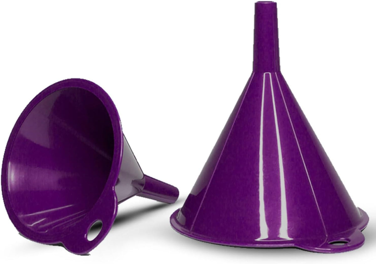 Crisp 2-Piece Funnel Set - All Purpose Funnels for Kitchen Use Filling Bottles - Durable & Dishwasher Safe Kitchen Funnel Set - Made in The USA - Purple