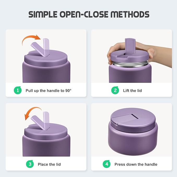 13.5oz Soup Thermo for Hot Food Kids with Buckle Lid Insulated Vacuum Food Jar Wide Mouth Leakproof Stainless Steel Lunch Container -Purple