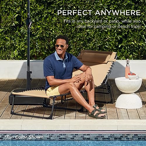 Best Choice Products Patio Chaise Lounge Chair, Portable Outdoor Folding Recliner for Lawn, w/ 8 Positions, Handles, 300lb Capacity - Light Blue - color: Light Blue