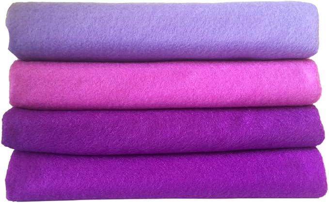 4pcs Thick 1.4mm Soft Felt Fabric Sheet Assorted Color Felt Pack DIY Craft Sewing Squares Nonwoven Patchwork (92x90cm Purple)