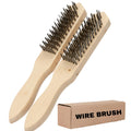Steel Wire Brush Pack of 2 - Beechwood Handle Wire Brushes - Heavy Duty Steel Bristle Cleaning Brush for Rust, Paint & Welding Slag Removal - Durable Metal Cleaning Tool