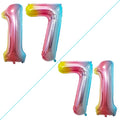 GOER Number 17 Balloons for 17th Birthday Sweet 17 Party Decorations,42 Inch Jumbo Foil Helium 71 Balloons for 71st Birthday Party Decoration (Rainbow)