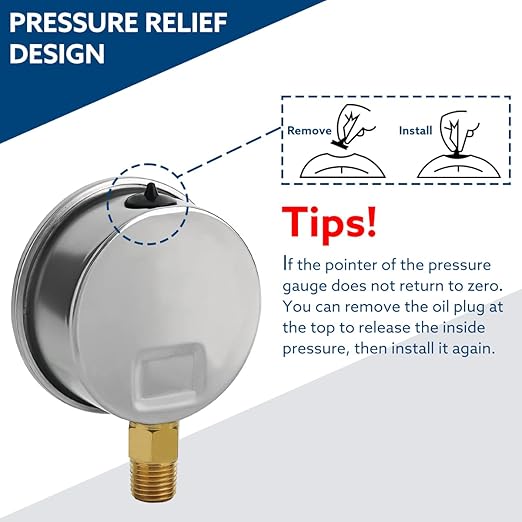 SENCTRL 60 Psi Glycerin Liquid Filled Low Pressure Gauge, 2.5" Dial Size, 1/4" NPT Lower Mount, Stainless Steel Case, Pool Sand Filter Water Pump Tire Water Oil Air Pressure Test