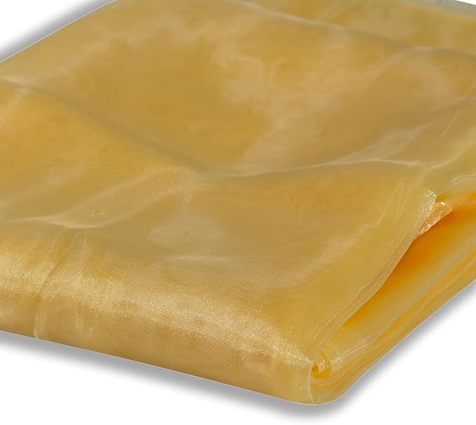 Fynite Sheer Organza Fabric - 2 Yards Long, 44" Wide - Bridal Solid Sheer Organza Bolt for Wedding Dress Fashion Craft Decorations - Gold