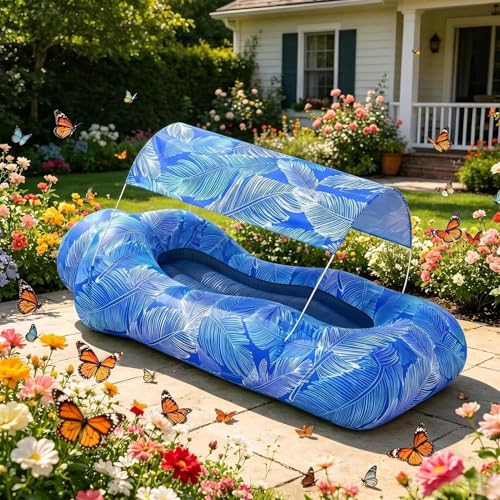 Inflatable Beach Lounger, – Stylish Pool Air Sofa Sun, Shade Easy Set Up, Hiking Outdoor Camping Picnic Vacation | Outdoor Camping Hiking Picnic Vacation Backyard Seaside Versatile