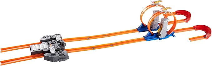 Hot Wheels Toy Car Track Set, Track Builder Playset Total Turbo Takeover with 1:64 Scale Vehicle, Motorized Booster & Multiple Configurations