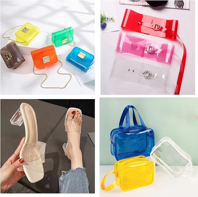 HYANG Yellow Solid Colors Transparent PVC Super Clear Holographic Vinyl 1 Roll 12" x 47" (30cm x 120cm) for DIY Bows Earrings Bags DIY Crafts Making