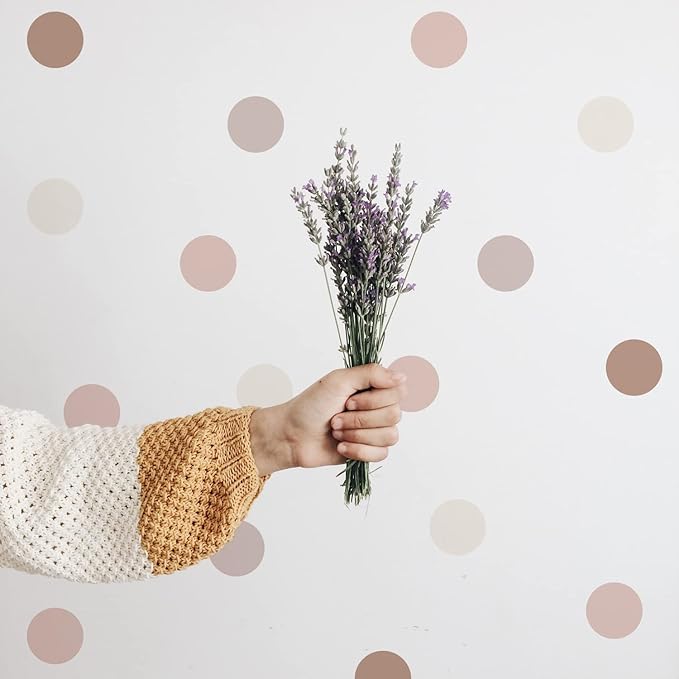Boho Polka Dot Wall Decals Pink Dots Wall Sticker for Kids Baby Girls Living Room Bedroom Playroom (6 Sheets)
