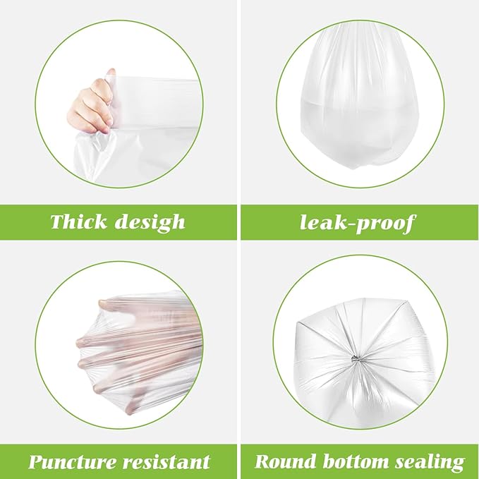 Teivio 3 Gallon 300 Counts Clear Trash Bags Garbage Bags, Mini Waste Basket Liners,Bathroom Trash Can Bin Liners, Small Plastic Bags for Home Office Kitchen Car Bedroom Dog waste Baby Diaper