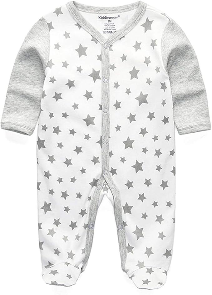 Kiddiezoom Baby and Toddler Boys'Snug Fit Footed One-Piece Romper Jumpsuit Cotton Cotton Footed Outfit