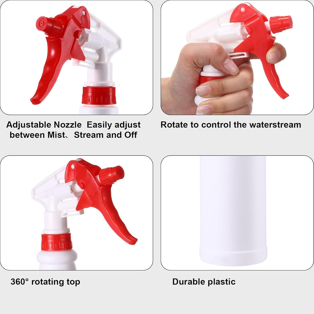 Eccliy 12 Pcs 16 Oz Plastic Spray Bottle, Adjustable Empty Reusable Sprayer for Cleaning, Planting, Water, Bathroom and Kitchen, BBQ, Commercial and Residential(Red,Smooth)