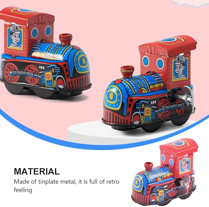 TOYANDONA Tin Locomotive Wind up Toys Windup Toys Train Wind- up Toy Wind up Toy Boat Motor Tin Toys Vintage Wind- up Kids Toys Mini Toys Kid Toy Wind-up Toy Tinplate Iron Sheet Clock Child