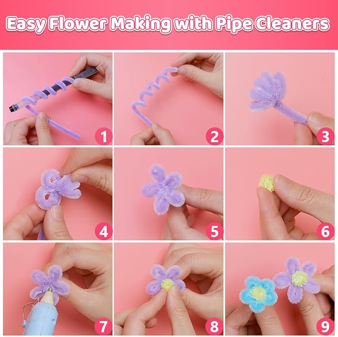 IOOLEEM Pipe Cleaners, 200pcs Light Green, Flower Making Arts and Craft Supplies, Ideas for Art Project Activity.