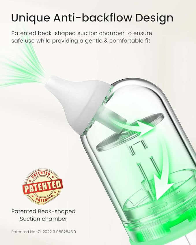 GROWNSY Nasal Aspirator for Baby, Upgraded 5 Suction Levels Baby Nose Sucker, IPX7 Waterproof Electric Nose Suction for Baby, Booger Sucker for Toddlers with Music & Light Functions (Green)