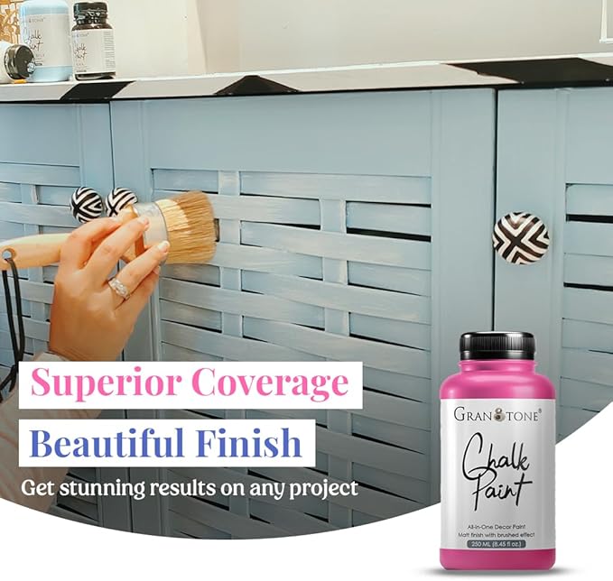 GRANOTONE Chalk Paint for Furniture, Matt-Finish Water-Based Acrylic Paint for Wood, Walls, Metal, Glass, Paper, Fabric Canvas, Maximum Coverage Chalk Paint for Kids & Adults, 500 Ml (AZURE BLUE)