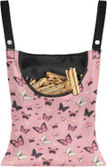 Butterfly Print Clothes Pin Hanging Bag, Stylish Clothespin Bag with Hanging Rope, Clothespin Organizer