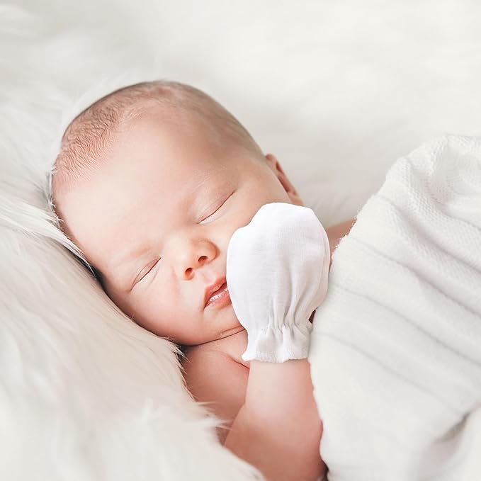 BQUBO Newborn Infant Toddler Mittens No Scratch Cotton Elastic Wrist Gloves Hypoallergenic for 0-6 Months Baby Boys Girls
