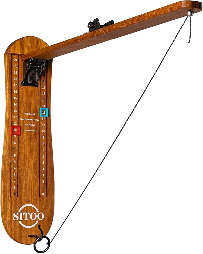 Ring Toss Game for Adults, Outdoors Games, Hook and Ring Game with Foldable Arm