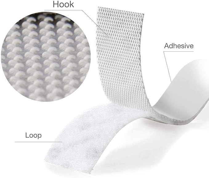 BRAVESHINE Industrial-Strength Self Adhesive Hook and Loop Roll - 0.8 Inch 16.5FT Double Side Hook and Loop Strips Fasteners Tape for Sewing, Pedal Board, Mounting or Hanging Items - White Tape