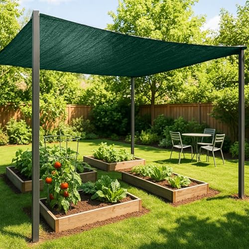 SUNNY GUARD 65-75% Sun Shade Cloth, 6.5 x 10 FT Green HDPE Mesh – Breathable Garden Shade Cover for Plants, Vegetables, Greenhouse, Patio, Chicken Coop & Dog Kennel - color: 70% SHADE-GREEN, size: 6.5 FT x 10 FT