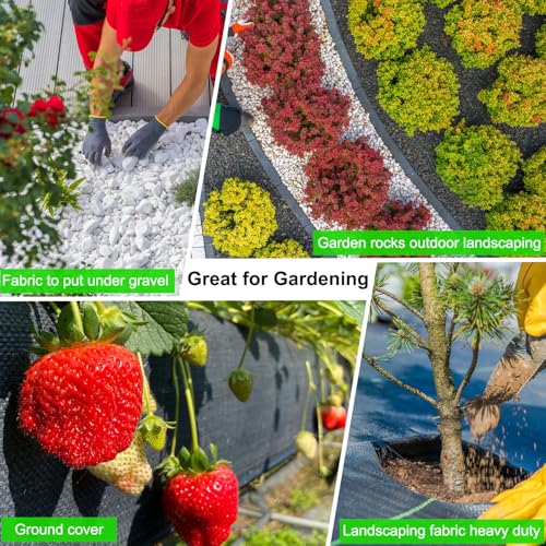 WAENLIR 5.8oz 3FT x 50FT Heavy Duty Landscape Fabric Weed Barrier Premium Woven Ground Cover Roll, UV Resistant&Tear-Proof, Ideal for Garden Beds, Walkways, Patios, Greenhouses, Outdoor Landscaping - size: 5.8oz 3ft x 50ft