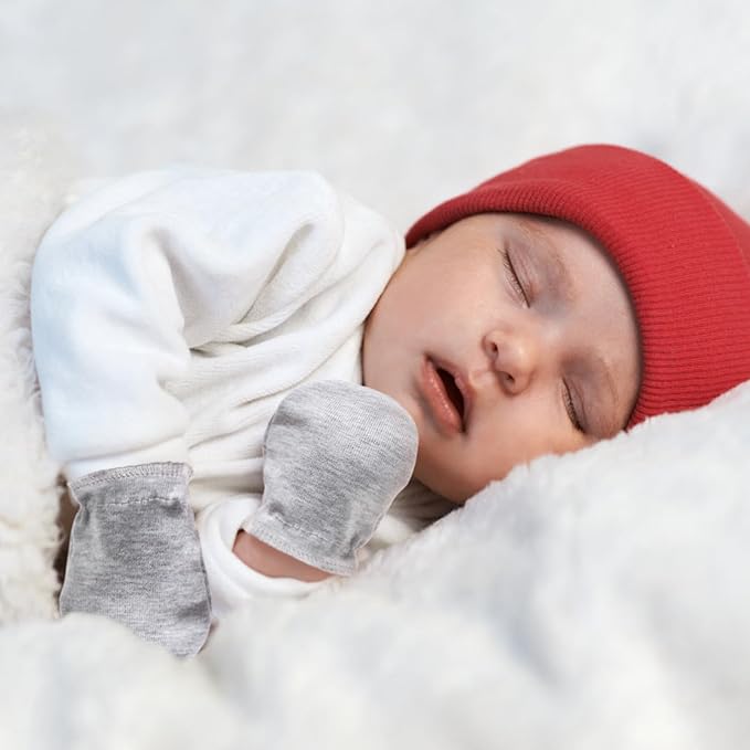 Newborn Baby Mittens No Scratch Cotton Elastic Wrist Gloves Infant Toddler Mittens for Baby Boy Girl 0-6 Months