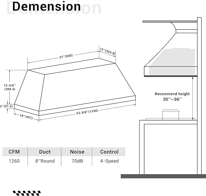 CHETTO C Stainless Steel Range Hood Cover with Quiet Vent Hood Insert Custom Handcrafted Metal Kitchen Fan with Towel Rack LED Light 54"W x24"D x51"H Brushed Stainless Steel Wall Mount