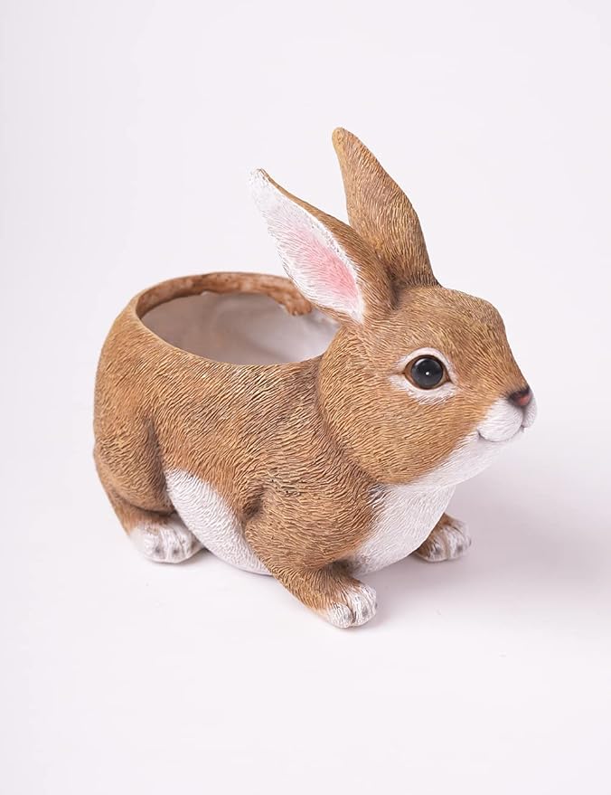 HAUCOZE Rabbit Planter Gifts Statue Animal Sculpture Decor Modern Figurine Arts Polyresin 8.7inch