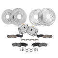 Detroit Axle - Front & Rear Drilled Rotors Ceramic Brake Pads + Rear Brake Calipers Replacement for 2003 2004 2005 2006 Chevrole