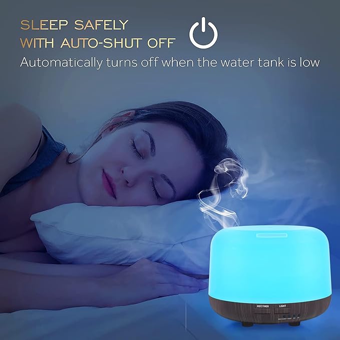 300ML Remote Control Air Diffusers for Essential Oil, Aroma Ultrasonic Scent Diffuser, Aromatherapy Humidfier Diffuser, 7 Color Changing LED Light, Auto-Off, Timer for Home, Room, Office, Kids