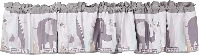 6 PCs Grey White Elephant Nursery Crib Bedding Set Quilt, Fitted Sheet, Skirt, Window Valance, Blanket, Diaper Organizer Baby Boy Elephant Theme Cot Bedding Set