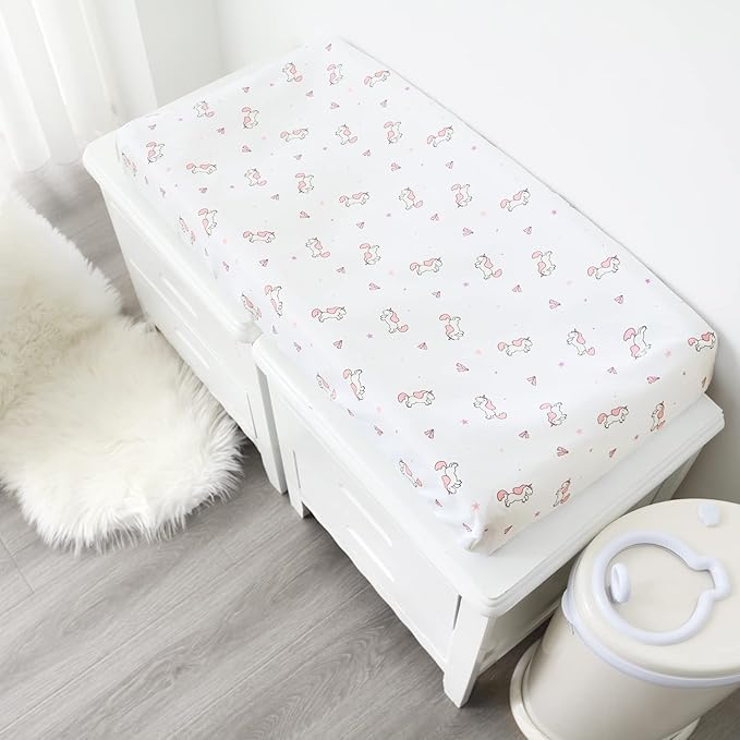 Changing Pad Cover for Girls 4 Pack, Comfy & Breathable Changing Table Cover for 32''x16" Changing Table Pads, Diaper Changing Pad Cover, Pink