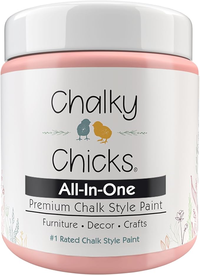 Chalky Chicks All-in-One Chalk Paint for Furniture or Cabinet - 4 Fl Oz - Matte Finish Sweet 16 (Pink) for Metal, Wood Furniture Paint - No Sanding All-in-One for Home Decor & Crafts, USA Made