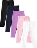 Witwot 5 Pack Toddler Leggings Baby Girl Cotton Pants Toddler Girls Clothes Size 18M-5T