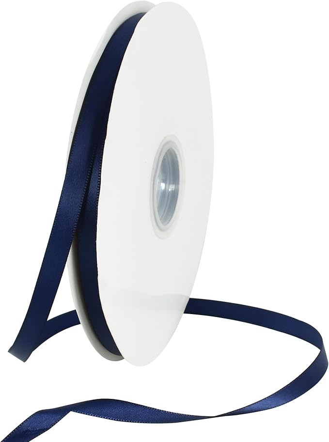 TONIFUL 3/8 Inch x 100yds Dark Blue Satin Ribbon Thin Solid Fabric Ribbon Roll for Gift Wrapping Invitation Floral Hair Balloons Craft Sewing Party Wedding Popsicles Decoration Valentine's Day Bouquet