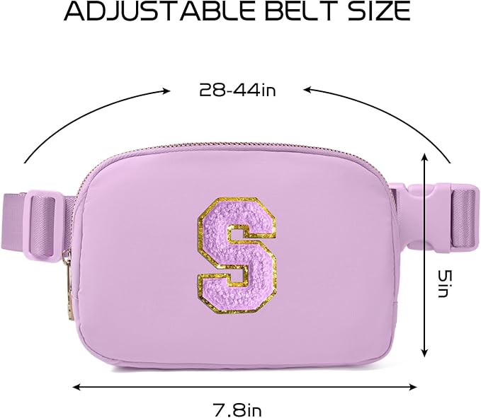 Gitus Gifts for 8 9 10 11 12 Year Old Girls Belt Bag Fanny Pack Crossbody Bags with Initial Letter Patch Cute Stuff Birthday Gifts for Teen Girls Women Personalized Trend Stuff (Lavender-S)
