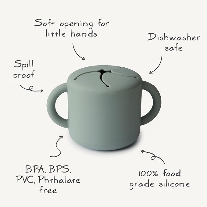 mushie Silicone Snack Cup | Spill Proof Food Container for Toddler and Baby (Soft Lilac)