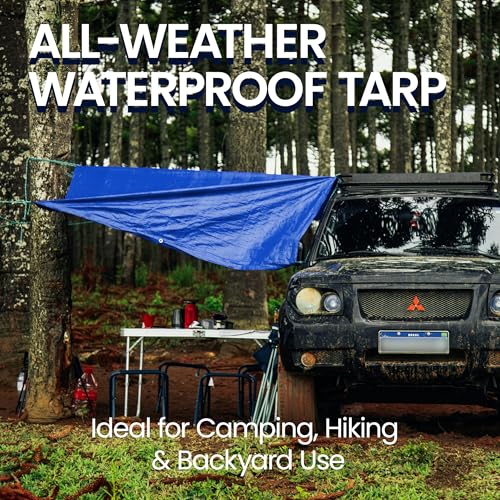 Waterproof Tarps 15 x 20 5-mil Thick Rain Covers Drop Cloths Camping Tarp Blue… - color: 5 Mil Blue, size: 15x20 FT