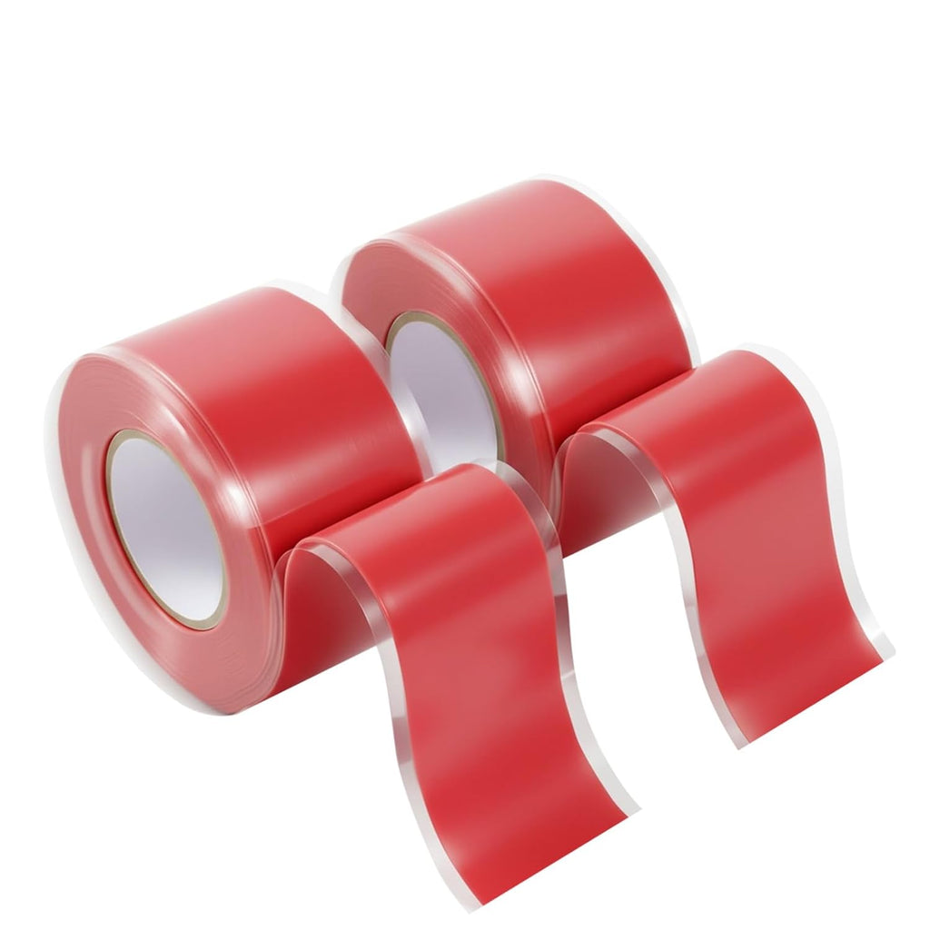 Self Fusing Silicone Tape 2 Rolls 1 in x 10' Red Waterproof Rescue Tape Rubber Leak Silicone Self-amalgamating Tape for Plumbing, Sealing Pipes, Hose Repair, Outdoor Coax and Tool Fixation