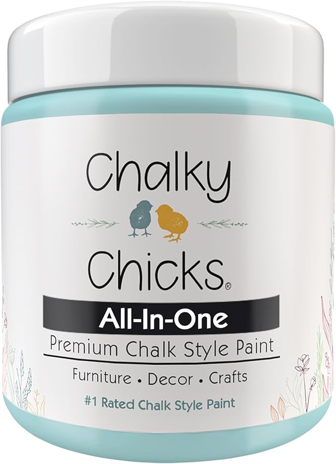 Chalky Chicks 4 Fl Oz Matte Rain Drop (Light Blue) Chalk Paint, Furniture Paint No Sanding All in One Paints Without Sanding for Cabinet, Wood, Crafts, Chalk Board, Walls, Dresser, Kitchen