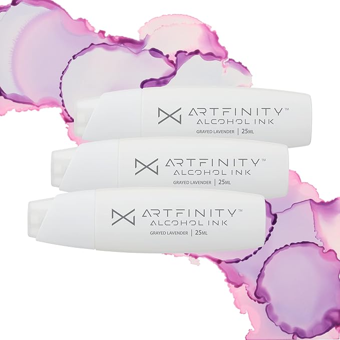 Alcohol Inks 3 Pack - Vibrant, Professional, Dye-Based Alcohol Inks for Artfinity Alcohol Markers, Artists, Drawing, & More! - Greyed Lavender V5-3