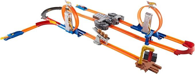 Hot Wheels Toy Car Track Set, Track Builder Playset Total Turbo Takeover with 1:64 Scale Vehicle, Motorized Booster & Multiple Configurations