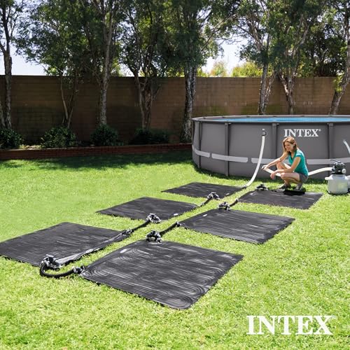 Intex 28685E 47 Inch x 47 Inch Solar Pool Water Heater Mat for 8,000 Gallon Above Ground Swimming Pool with Hose Attachment and Adaptors, Black