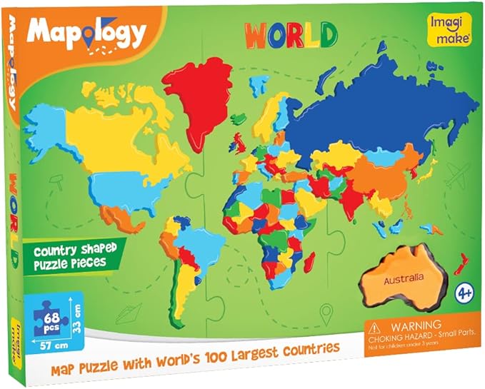 Imagimake Mapology World Map Puzzle | Educational Toys for Kids 5-7 | Puzzles for Kids Ages 4-8 | Map of The World | 6 Year Old Boy Gifts & Girl Gifts