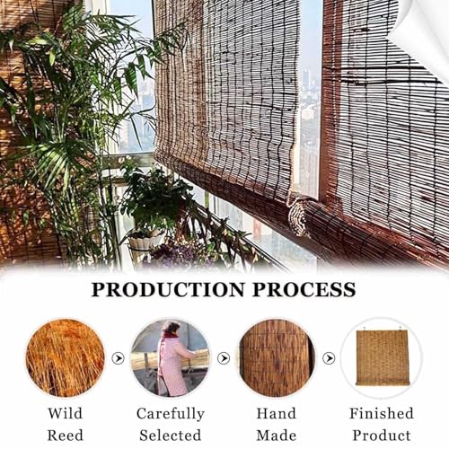 Patio Shades Roll Up Outdoor, Bamboo Blinds for Outdoor Patio, Thernal Insulated Shading Reed Blinds, Blackout Bamboo Shade, Privacy Screen, 24″ 30″ 34″ 36″ 39″ 43″ 48″ 51″ 55″ 70″ Width - size: 30"W x 51"H