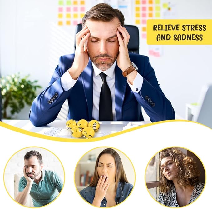 LovesTown Mini Stress Balls, 36PCS 2Inch Smiley Face Stress Balls Yellow Funny Foam Stress Relief Toys for School Carnival Reward Student Prizes